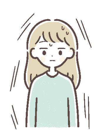 緊張してストレスを感じている女性イラスト
